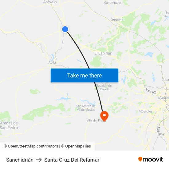 Sanchidrián to Santa Cruz Del Retamar map