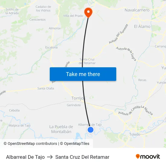 Albarreal De Tajo to Santa Cruz Del Retamar map