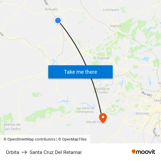 Orbita to Santa Cruz Del Retamar map