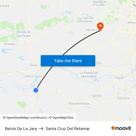 Belvís De La Jara to Santa Cruz Del Retamar map