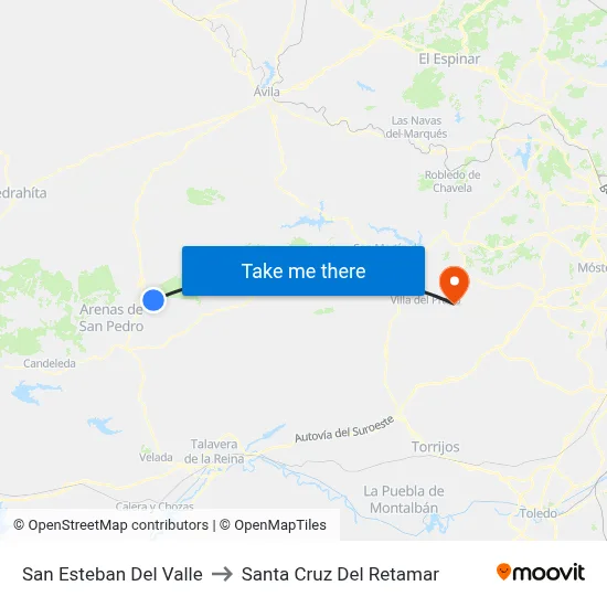 San Esteban Del Valle to Santa Cruz Del Retamar map