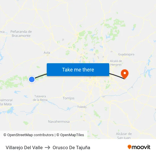 Villarejo Del Valle to Orusco De Tajuña map