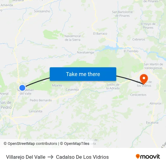 Villarejo Del Valle to Cadalso De Los Vidrios map