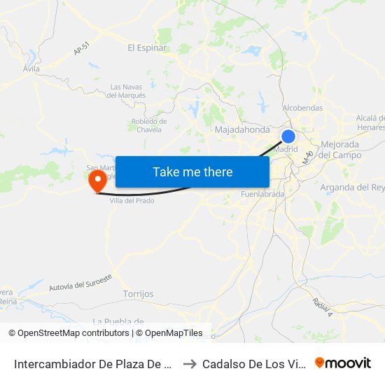 Intercambiador De Plaza De Castilla to Cadalso De Los Vidrios map