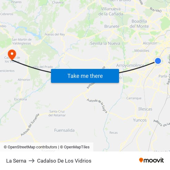 La Serna to Cadalso De Los Vidrios map