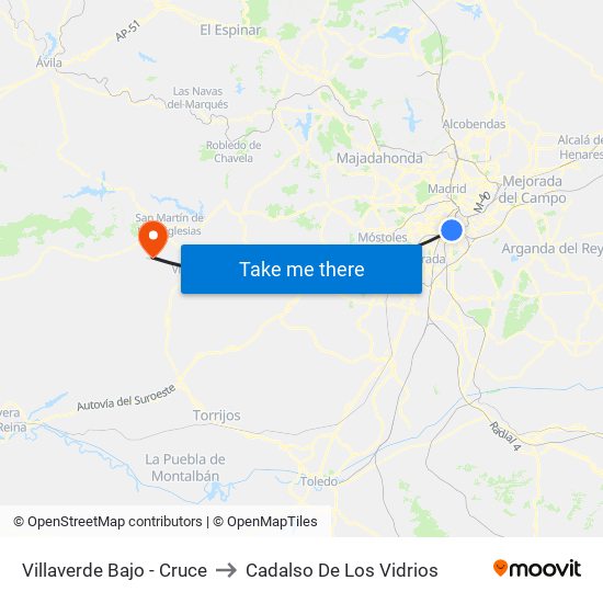Villaverde Bajo - Cruce to Cadalso De Los Vidrios map