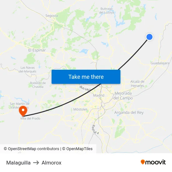 Malaguilla to Almorox map