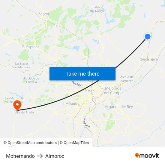 Mohernando to Almorox map
