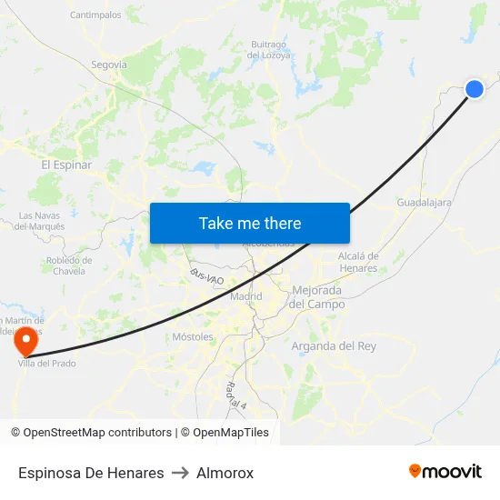 Espinosa De Henares to Almorox map