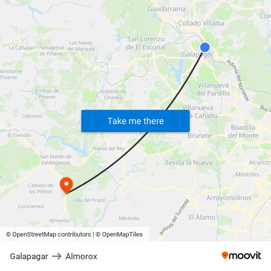 Galapagar to Almorox map
