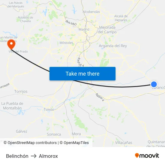 Belinchón to Almorox map