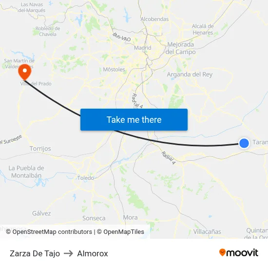 Zarza De Tajo to Almorox map