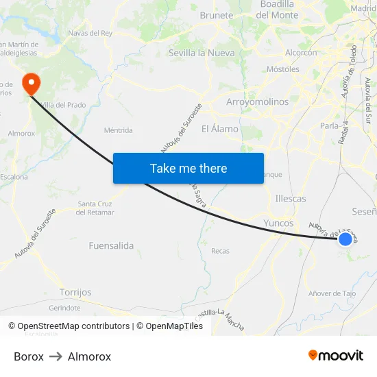 Borox to Almorox map