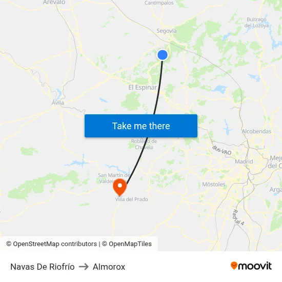 Navas De Riofrío to Almorox map