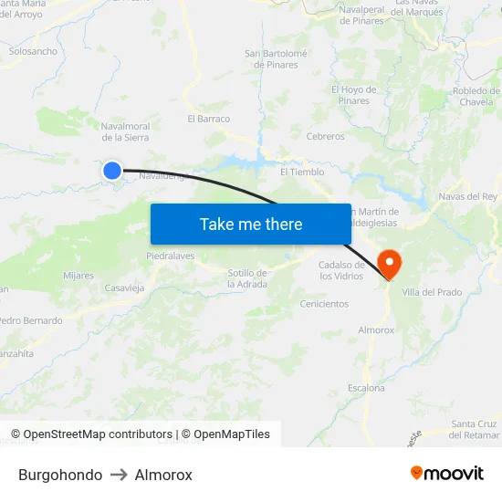 Burgohondo to Almorox map