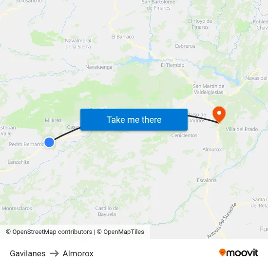 Gavilanes to Almorox map