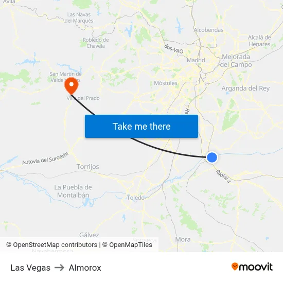 Las Vegas to Almorox map
