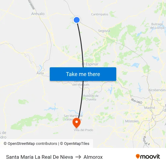 Santa María La Real De Nieva to Almorox map