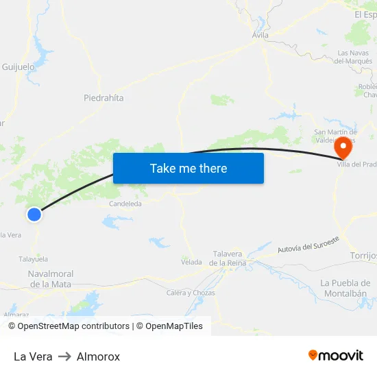 La Vera to Almorox map