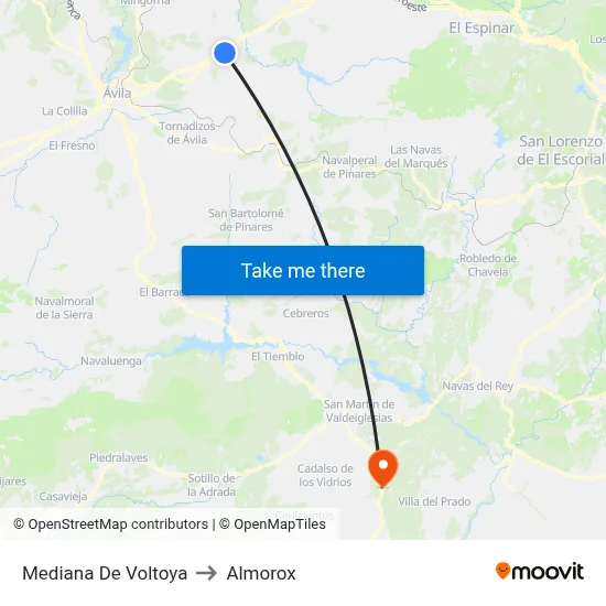 Mediana De Voltoya to Almorox map