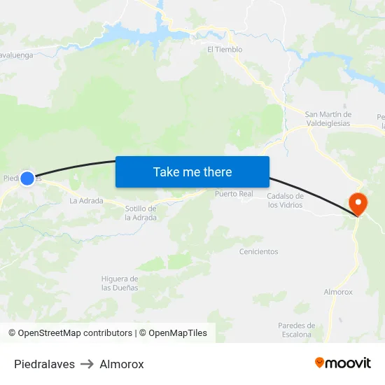 Piedralaves to Almorox map