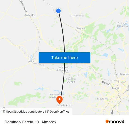 Domingo García to Almorox map