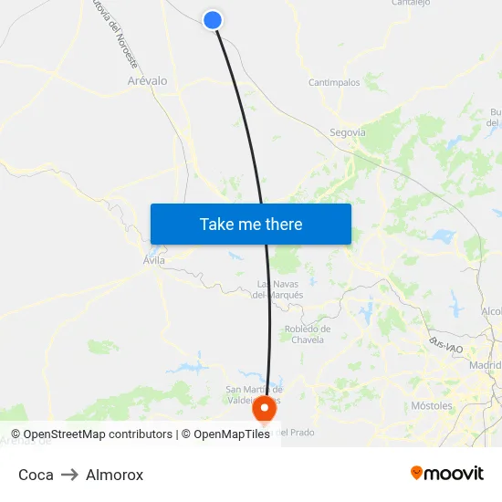 Coca to Almorox map