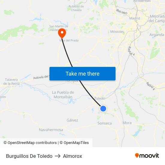 Burguillos De Toledo to Almorox map