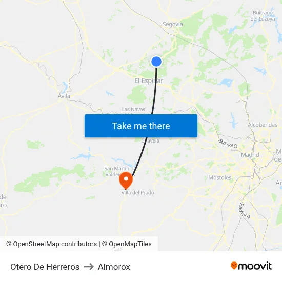 Otero De Herreros to Almorox map
