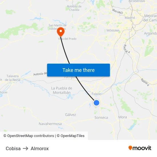 Cobisa to Almorox map