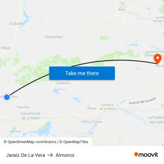 Jaraíz De La Vera to Almorox map