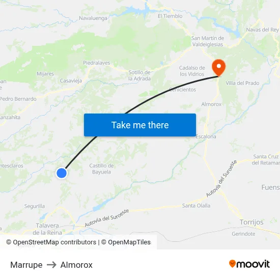 Marrupe to Almorox map