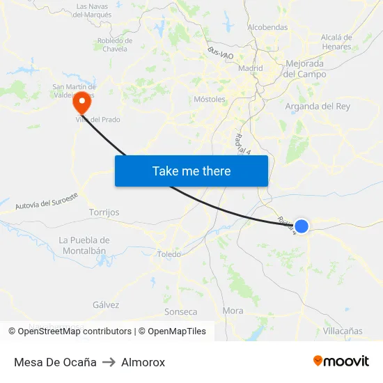 Mesa De Ocaña to Almorox map