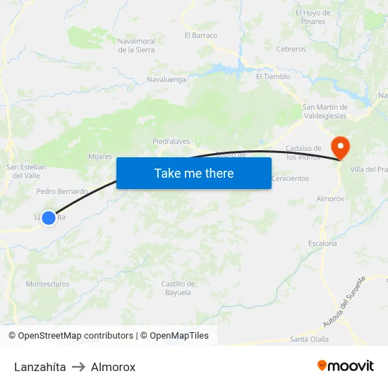 Lanzahíta to Almorox map