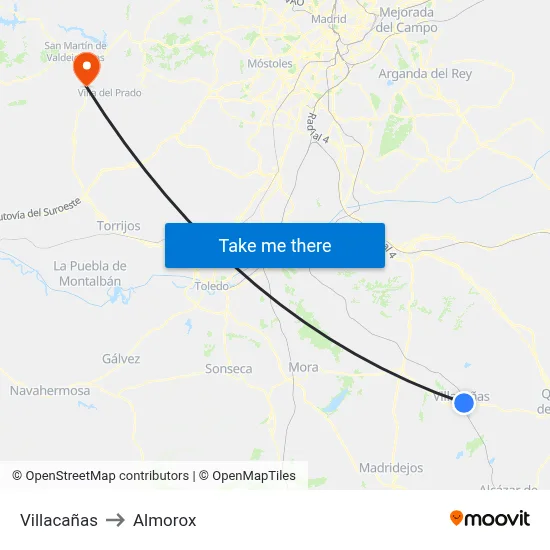 Villacañas to Almorox map