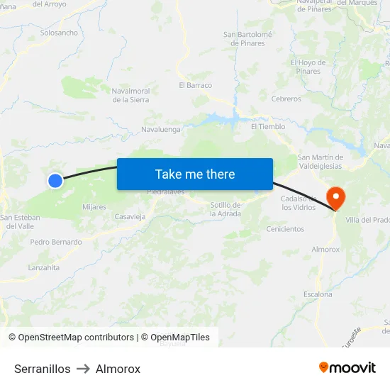 Serranillos to Almorox map
