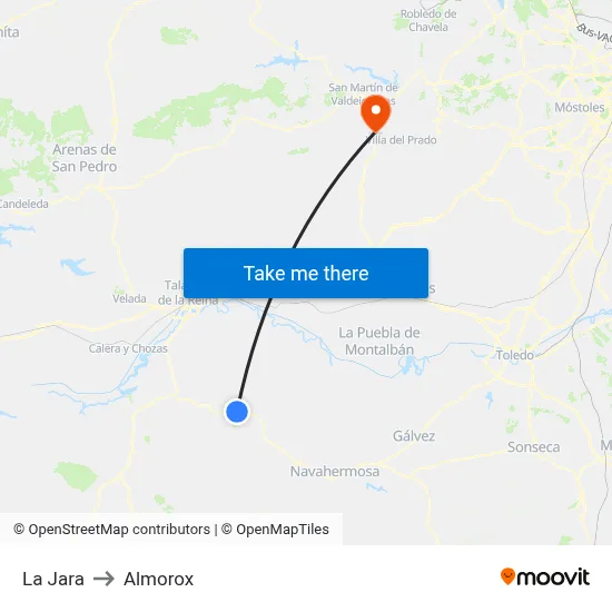 La Jara to Almorox map