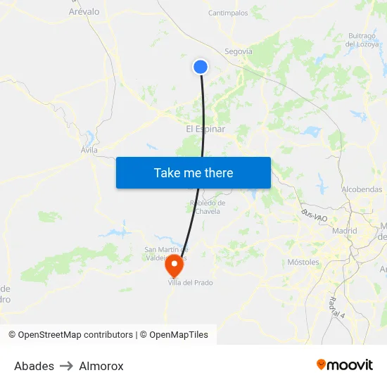 Abades to Almorox map