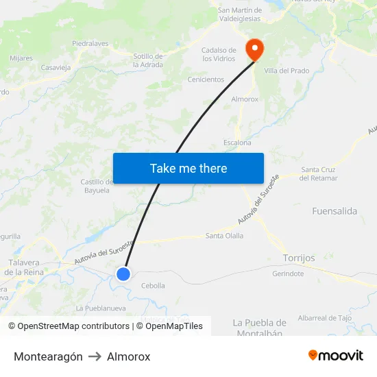 Montearagón to Almorox map