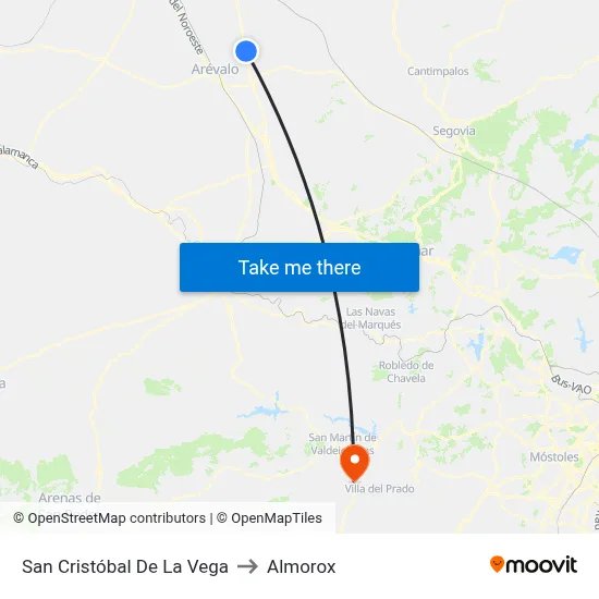 San Cristóbal De La Vega to Almorox map