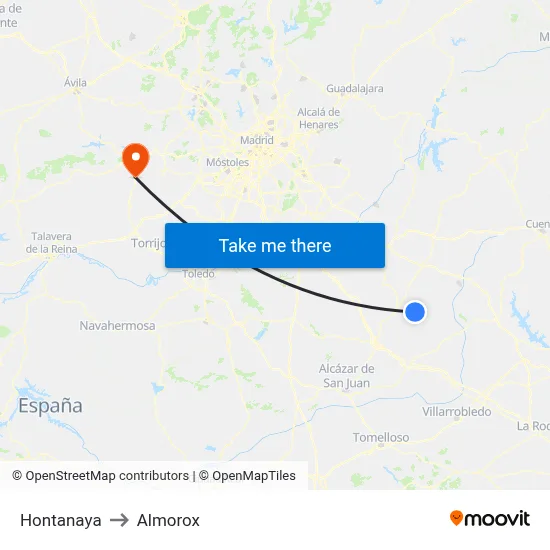 Hontanaya to Almorox map