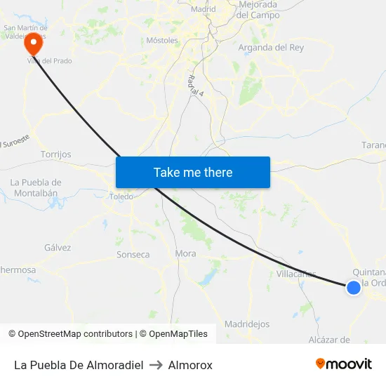 La Puebla De Almoradiel to Almorox map