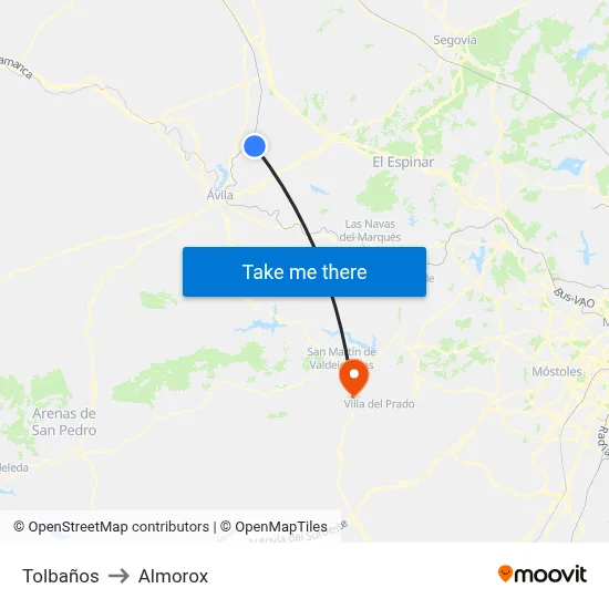 Tolbaños to Almorox map