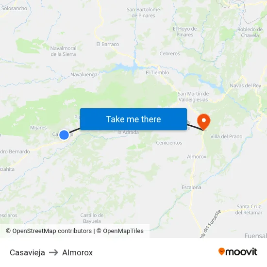 Casavieja to Almorox map