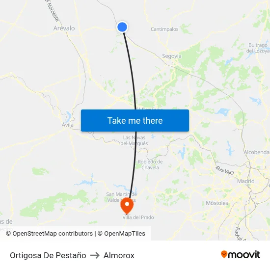 Ortigosa De Pestaño to Almorox map
