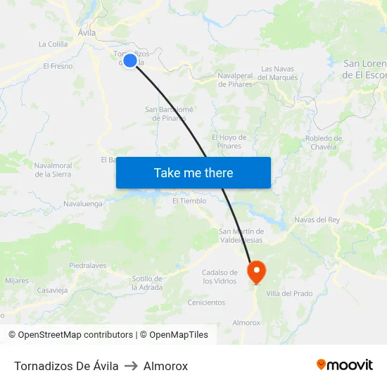 Tornadizos De Ávila to Almorox map