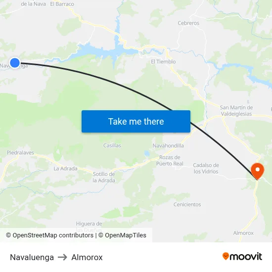 Navaluenga to Almorox map