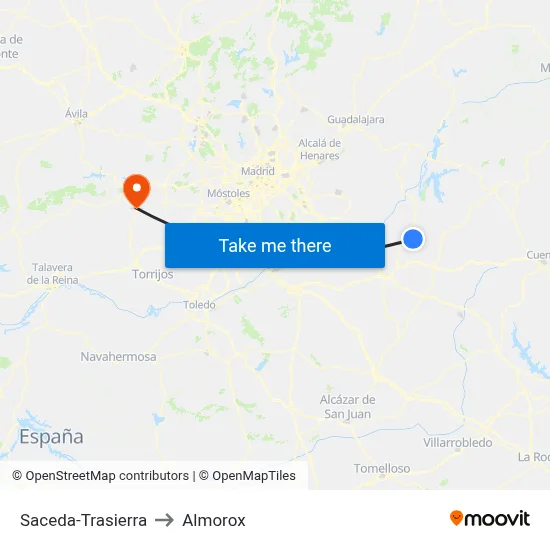 Saceda-Trasierra to Almorox map
