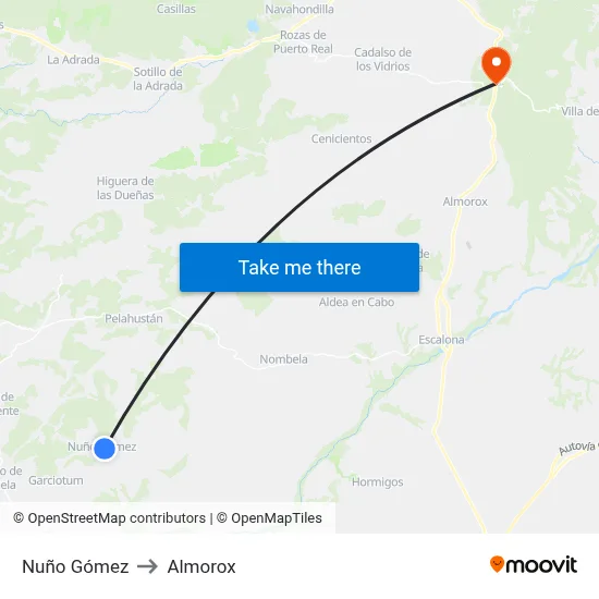 Nuño Gómez to Almorox map