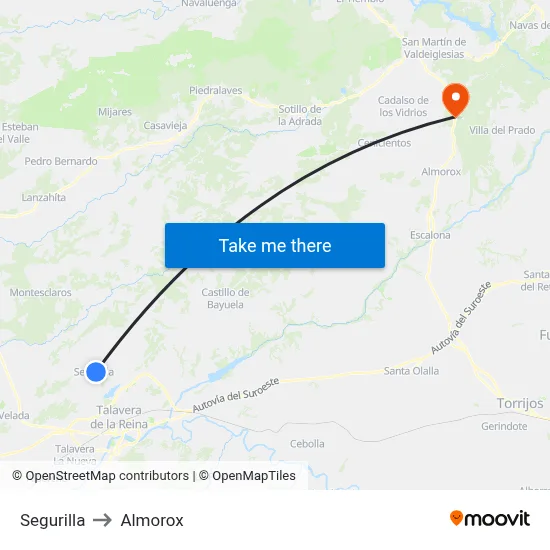 Segurilla to Almorox map